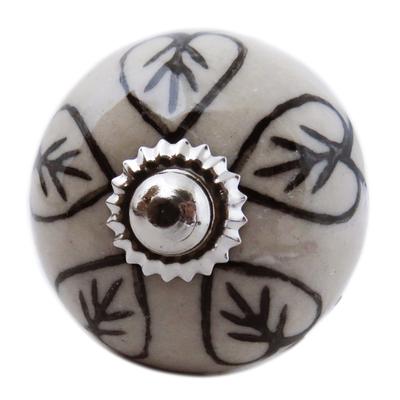 [A3133] - Ceramic Furniture Knob 'Boho' Gray Black Silver - 60x40 Mm