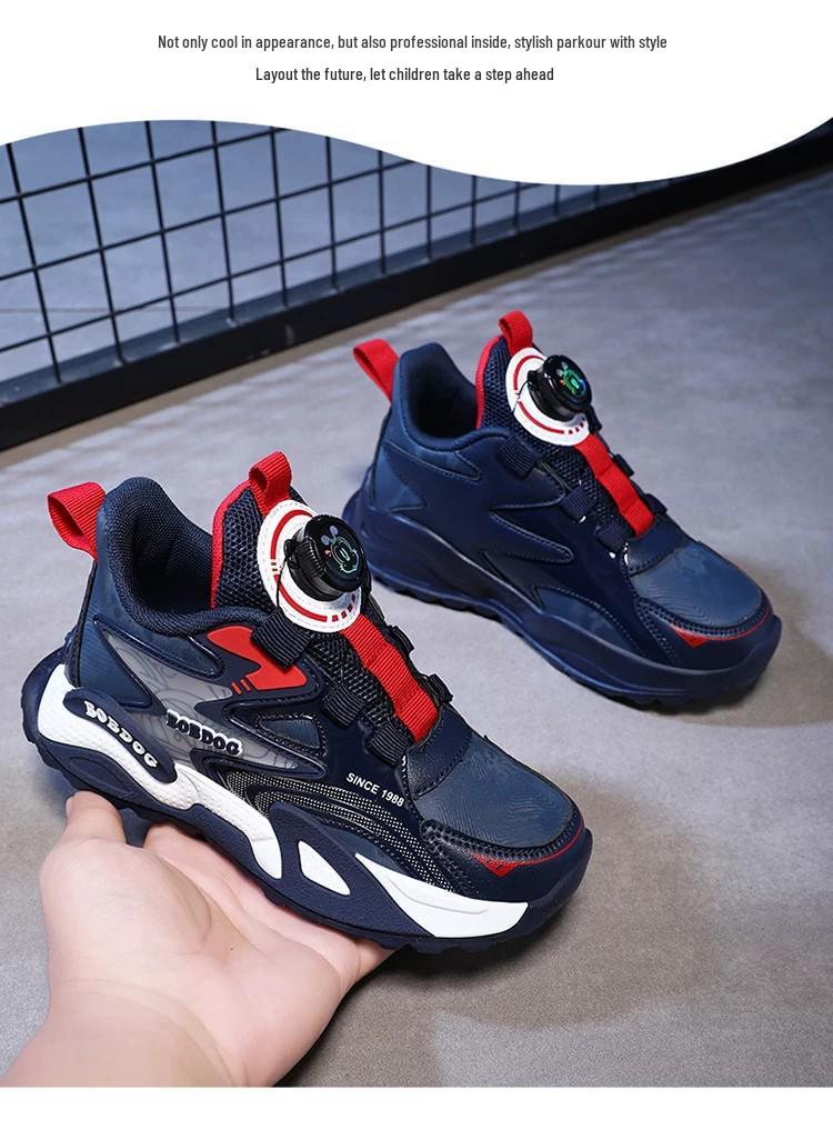 Babudou Boys' 2026 Waterproof Leather Sports Shoes for Autumn/Winter