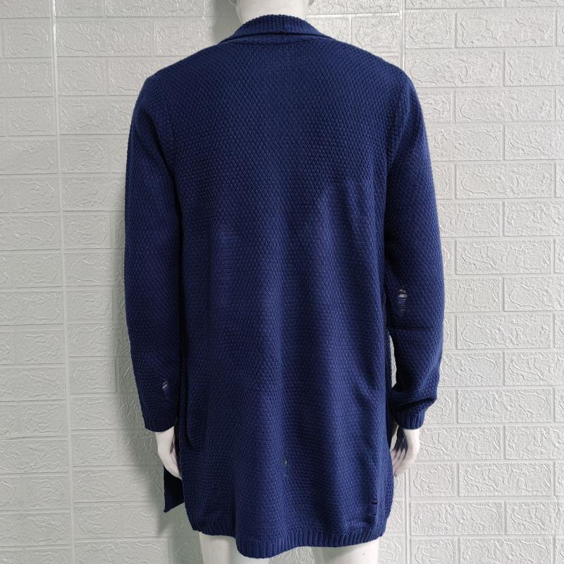 Autumn-Winter Men's Mid-length Loose Knit Cardigan - European & American Muscular Style Sweater