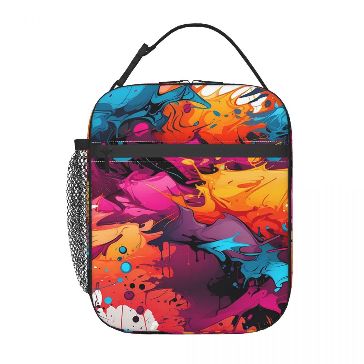 

Colorful Graffiti Splashing Insulated Lunch Bag for Kids School Cooler Thermal Food Box Tote Portable Lunch Boxes Container One Size