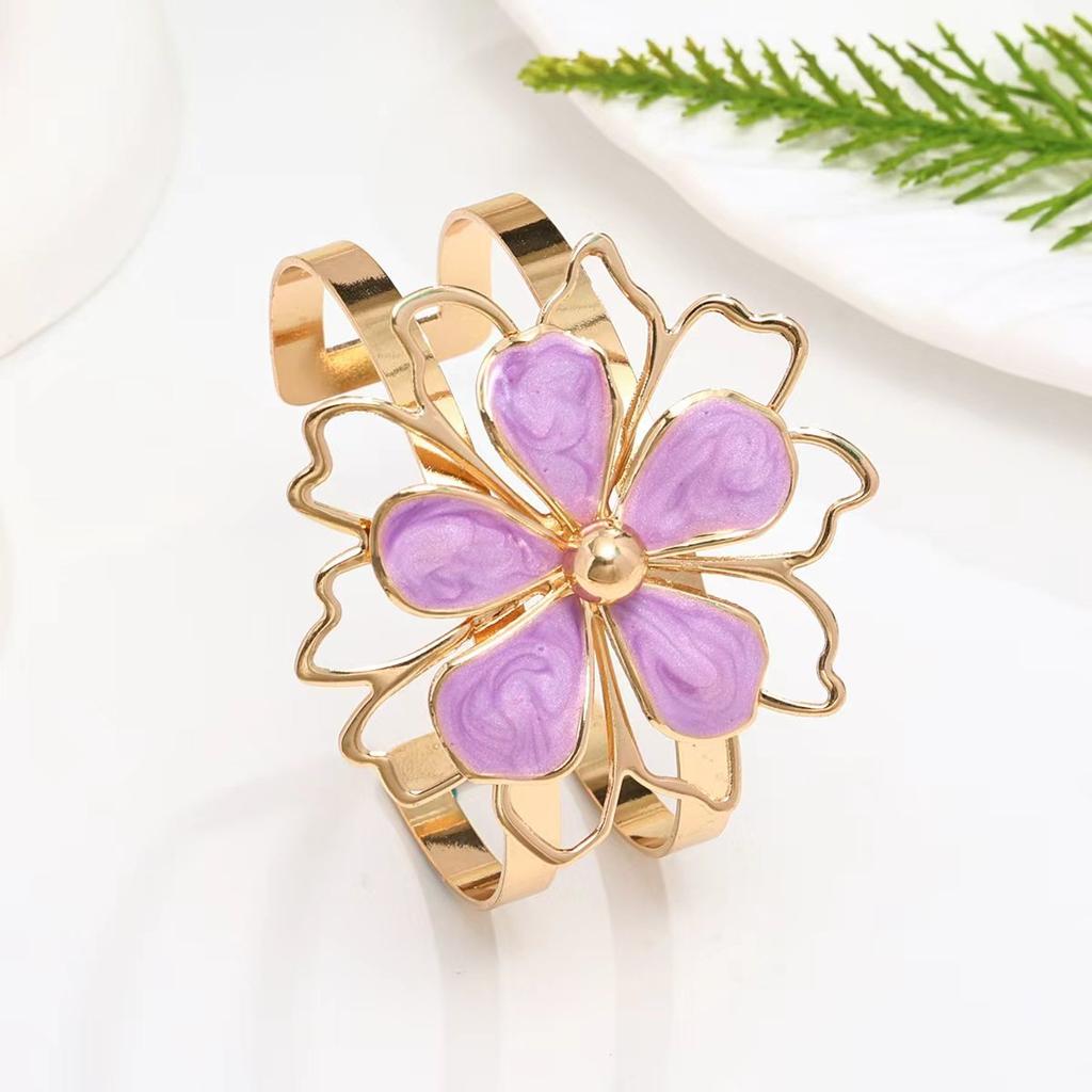 Color sweet small fresh oil dripping flower bracelet ring set design sense hollow double petals