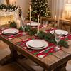 Holiday Party Supplies 4Pcs Christmas Linen Placemat Set, Cartoon Snowman Gingerbread Gnome Table Heat Insulation Pads Mat, Resistant Place