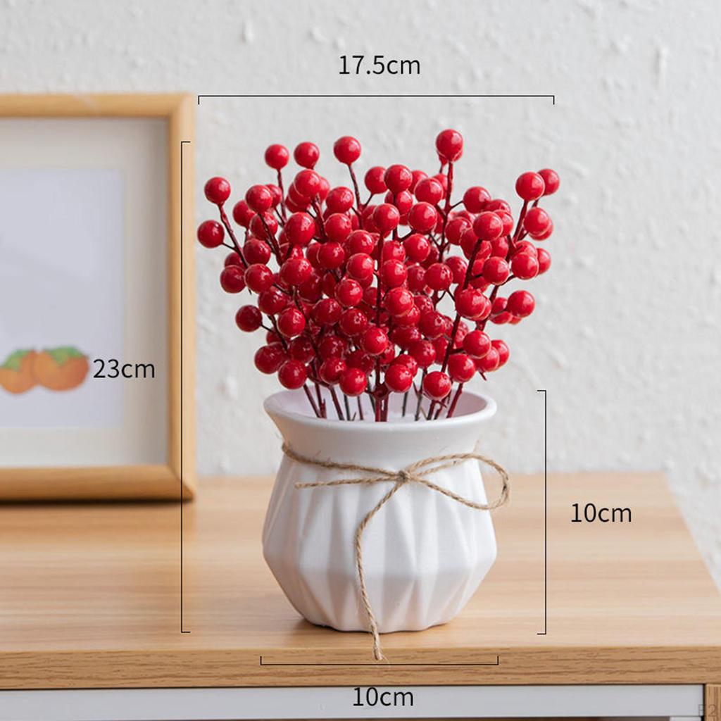Artificial Fruits Ceramic Vase Home Desktop Planters Decoration Chinese Year Ornaments for