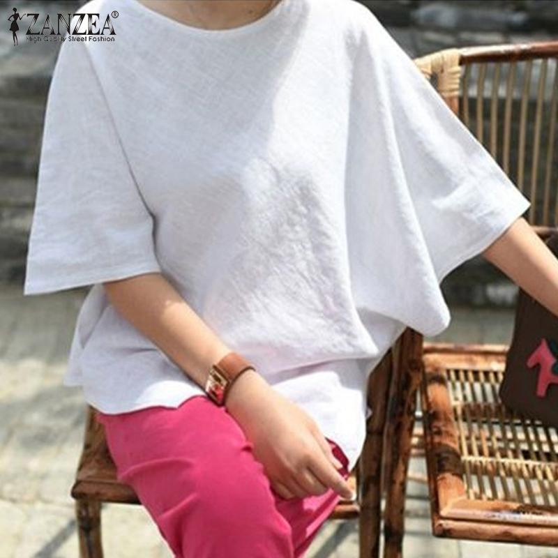 Damen Tops Mit 3/4-Ärmeln - Lockere Passform & Rundhalsausschnitt