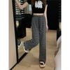 Spring and Summer Thin Straight Leg Wide Pants High Waist Black and White Striped Casual Pants Women Drape Long Pants