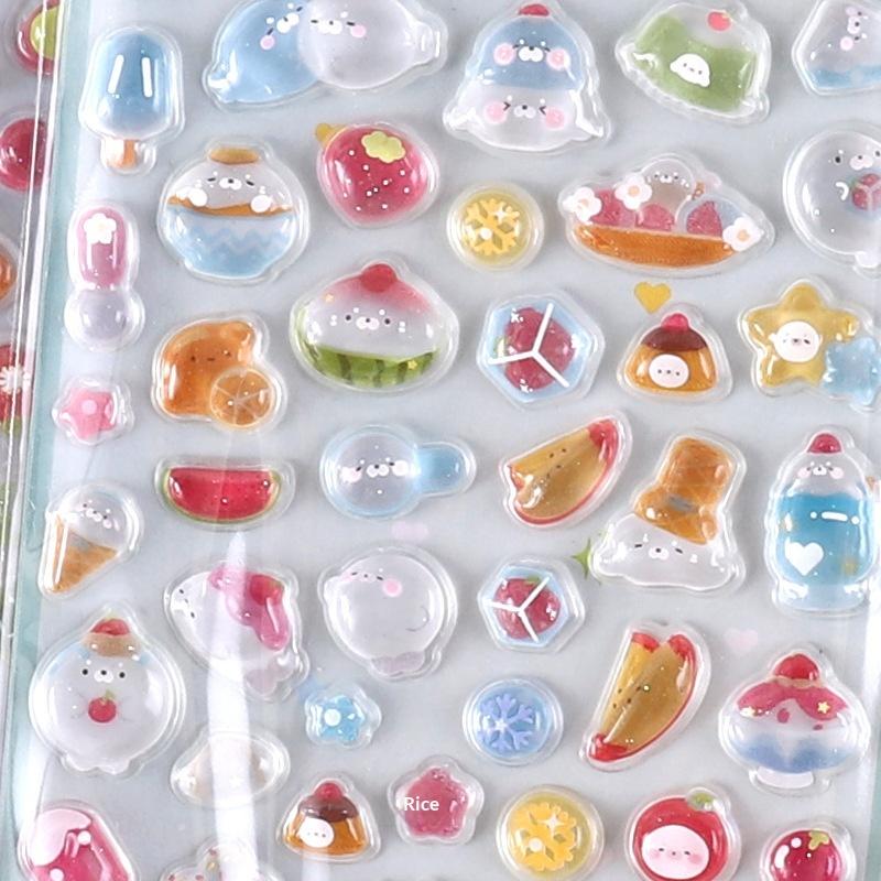 1/6Pcs Cartoon Animals 3D Relief Stickers Reusable Patch For Scrapbooks Planner Journals Laptops Phone Case DIY Stickers