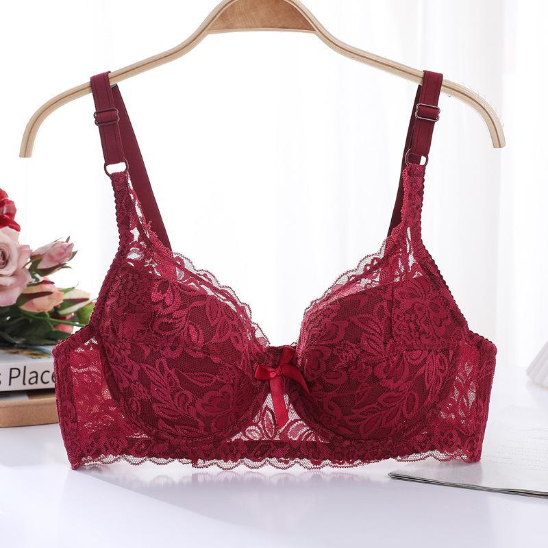 Ultra-Thin Lace Bra: Sexy, Large-Size, No Sponge, Gathered Fit
