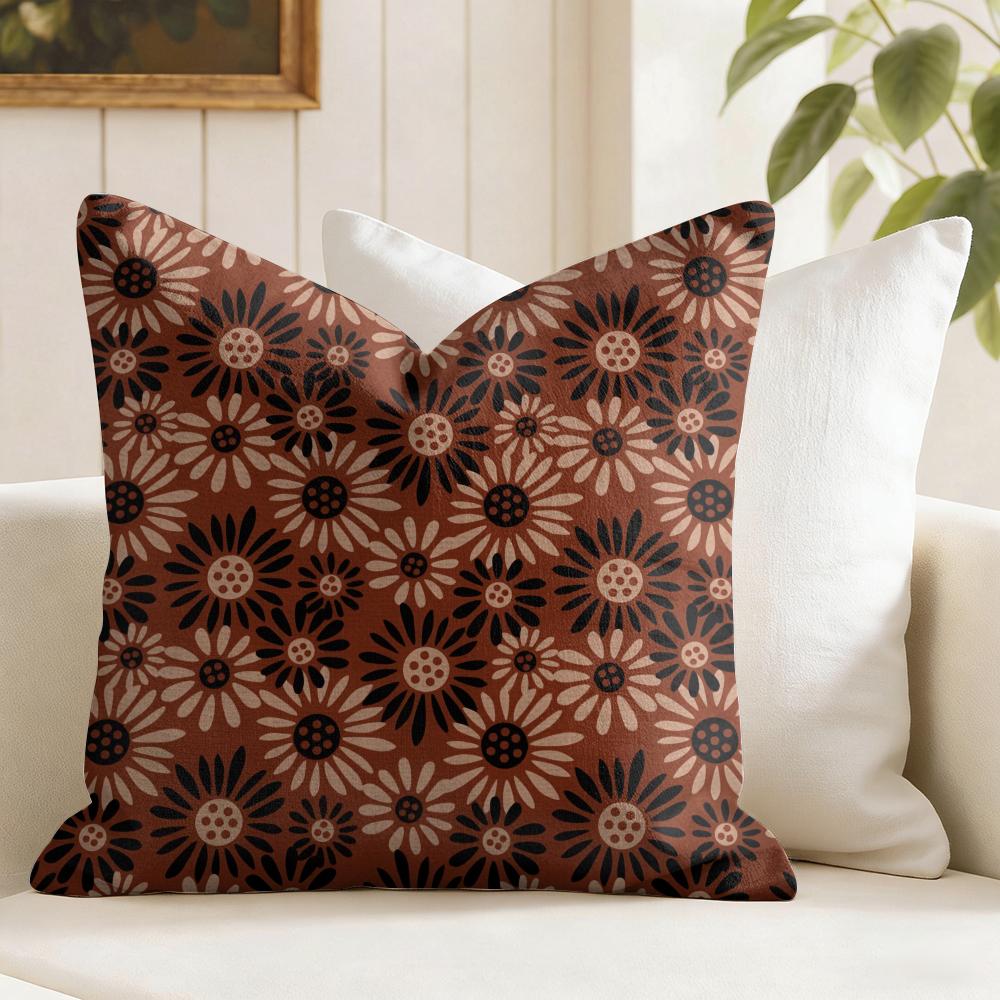Sunflower Pattern Cushion Cover Natural Linen Pillow Cover DoubleSided Print Cushion Cover for Sofa Home Decor