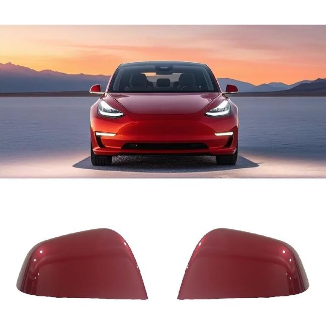 Compatible with Tesla Model Y Side Mirror Cover Replacement 2024, Left & Right Side Rearview Mirror Cover Cap for Model Y Accessories(red)