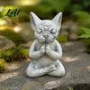 Ruhige Harzfigur für Eingangshalle Meditation Tier-Ornament Zen-Statue Stressabbau Sitzende Figuren Außendekoration Katze/Hund/Frosch-Skulptur