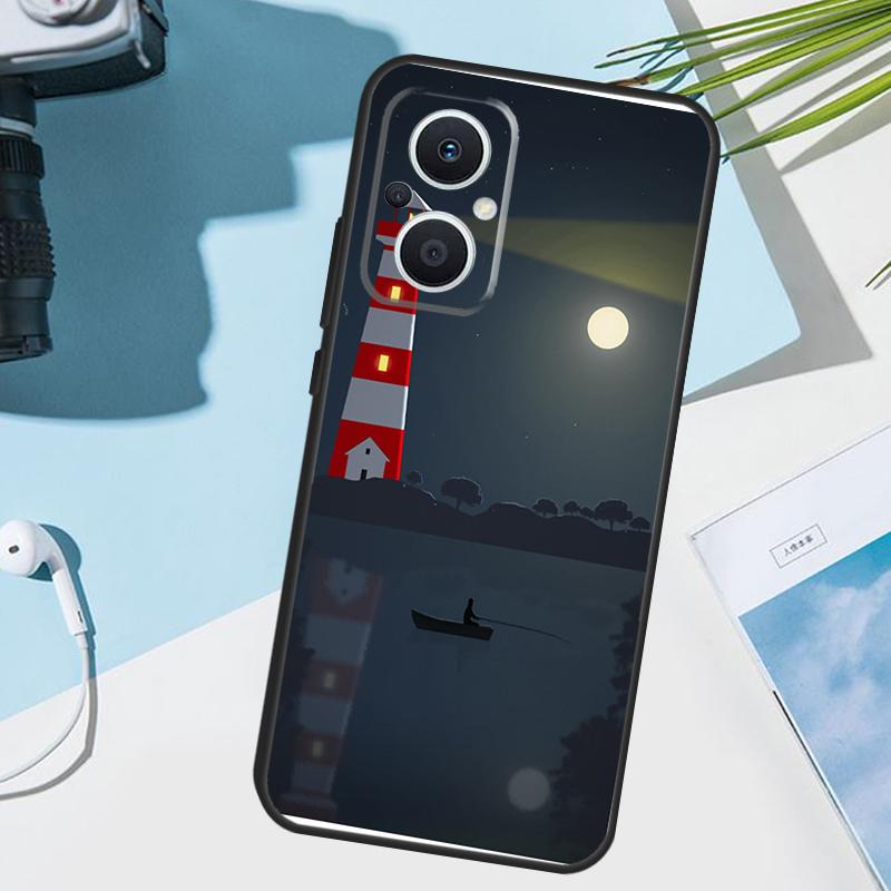 Abstract art highway lighthouse Cover For OPPO Reno 13 F 14 10 11 12 Pro 12F 11F 14F 7 8 Lite OPPO Find X8 X6 X5 X9 Pro Case
