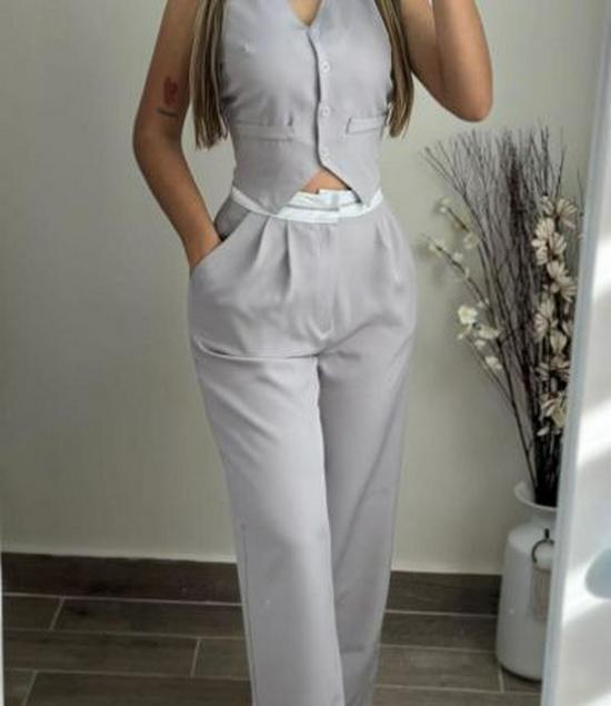 2024 Summer Women s Color Block Patchwork Waistband Casual Commuting Suit Medium