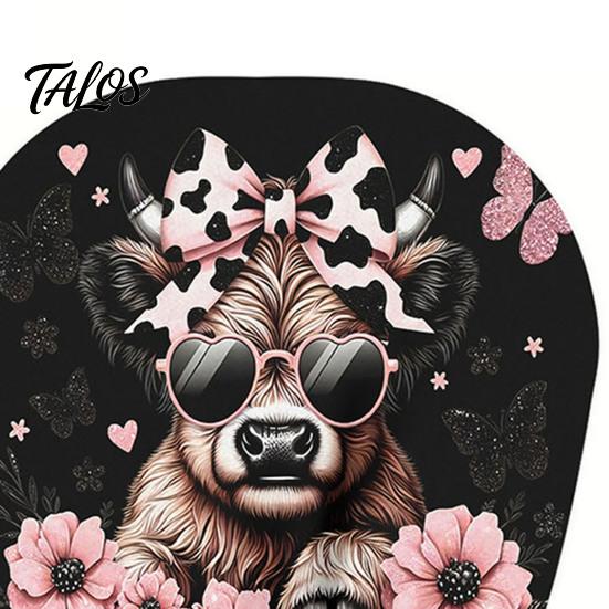 Decorative Auto Headrest Sleeves 2Pcs Cute Calf Car Covers with Pink Flowers, Breathable Animal Pattern Accessories Seat Protectors, Stretchy