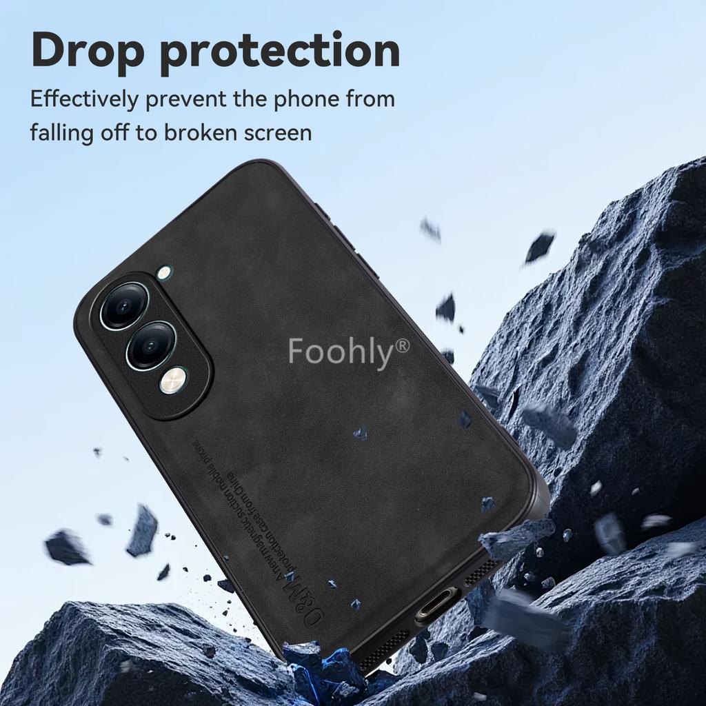 Nubuck Leather Magnetic Case for Vivo Y04 Y29 4G Y29s 5G Protective Cover Shockproof Back Shell Coque Capa Fundas