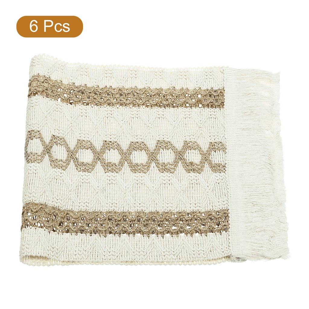 4/6Pcs Woven Cloth Placemats, Doilies with Tassels Place Mats  for Dining Table Kitchen Party 11.81x19.69 inch, Pale Brown