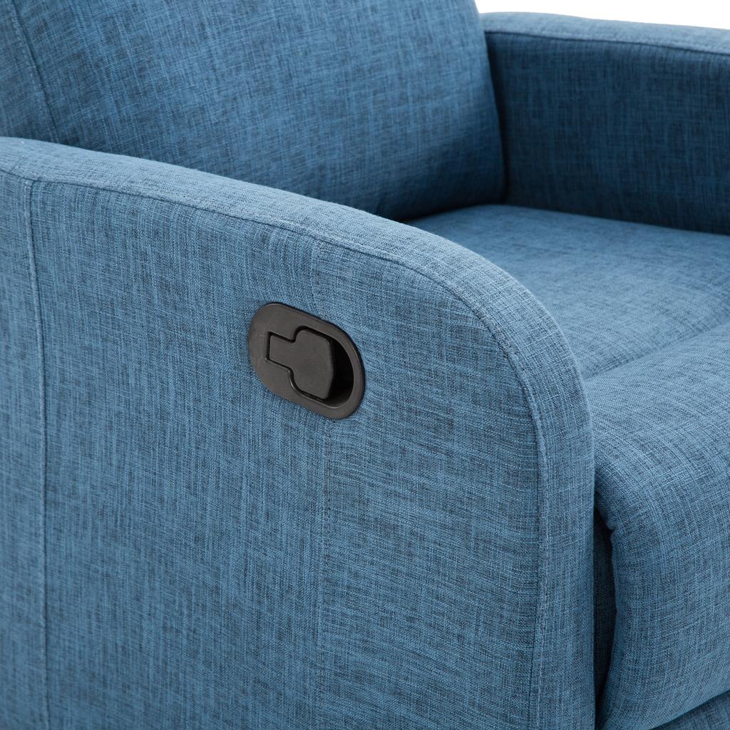 Manual Reclining Relax Armchair with Footrest Capacity 125kg Linen Fabric 67 × 83 × 107cm Blue