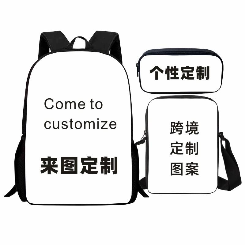 Printed Witch Hunters Student Schoolbag Three-Piece Set, Cartoon K-Pop Backpack Satchel Pencil Case Men And Women