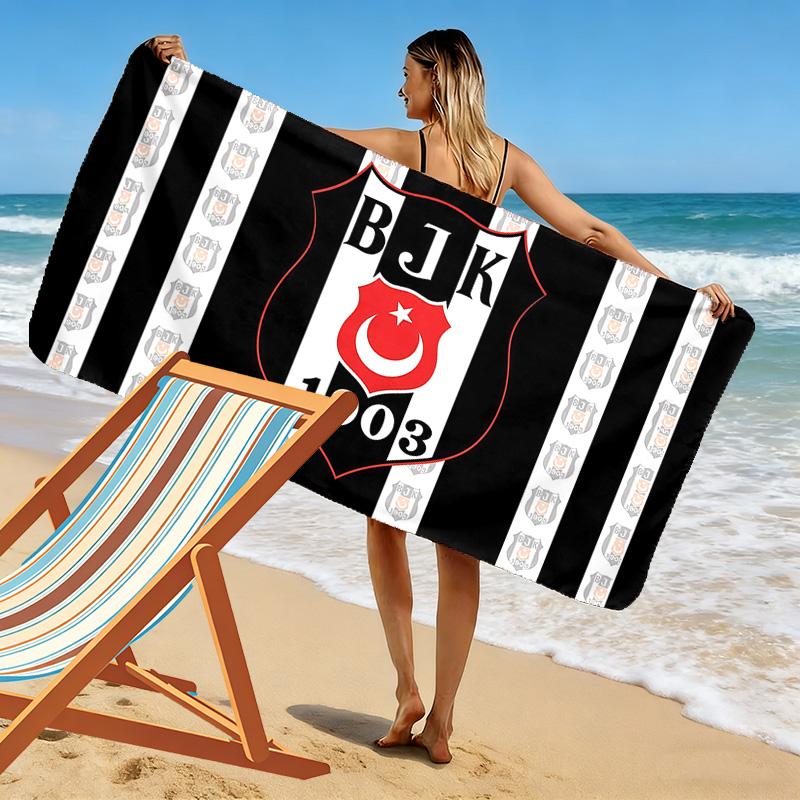 Beşiktaş J.K Print Beach Towel, Large Soft Quick Dry Towel for Beach Camping Swimming