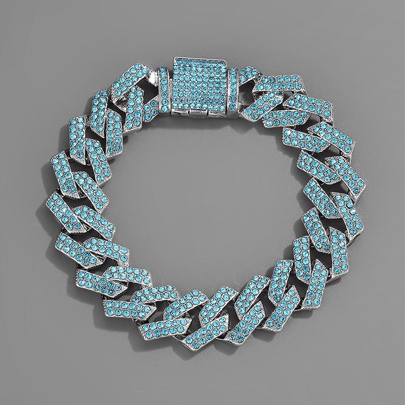 Luxury Rhinestone Rhombus Clasp Cuban Chain - Exclusive Hip Hop Jewelry 40cm