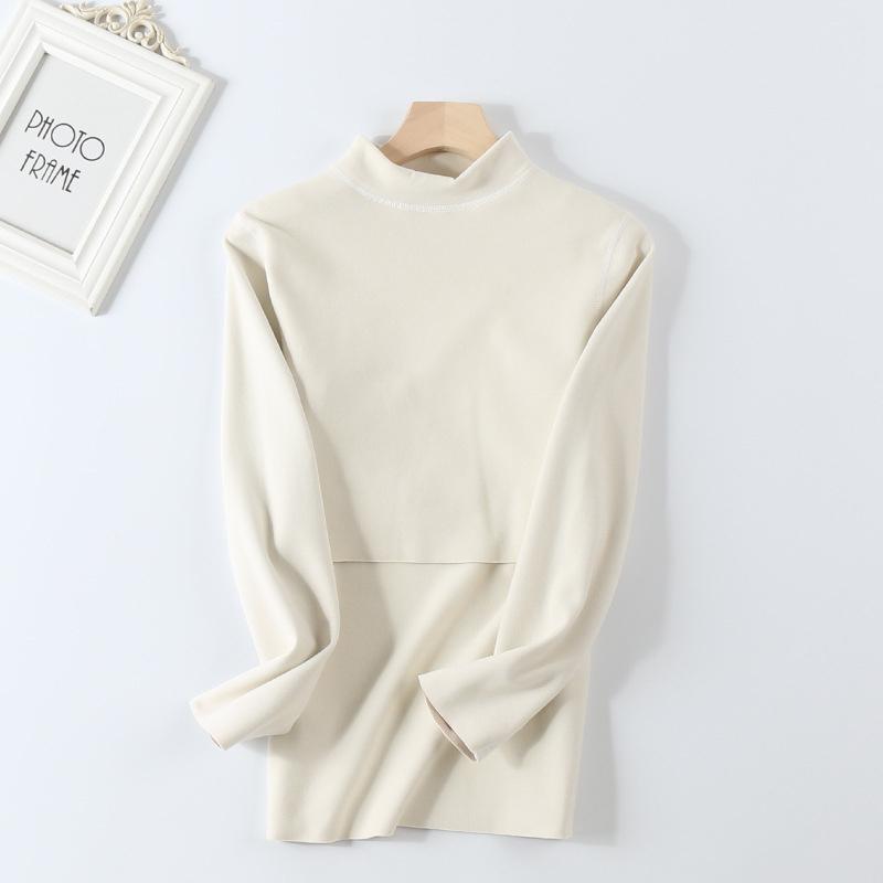 

Mid-high collar postpartum nursing top, long-sleeved graphene self-heating nursing garment, postpartum clothing XXL