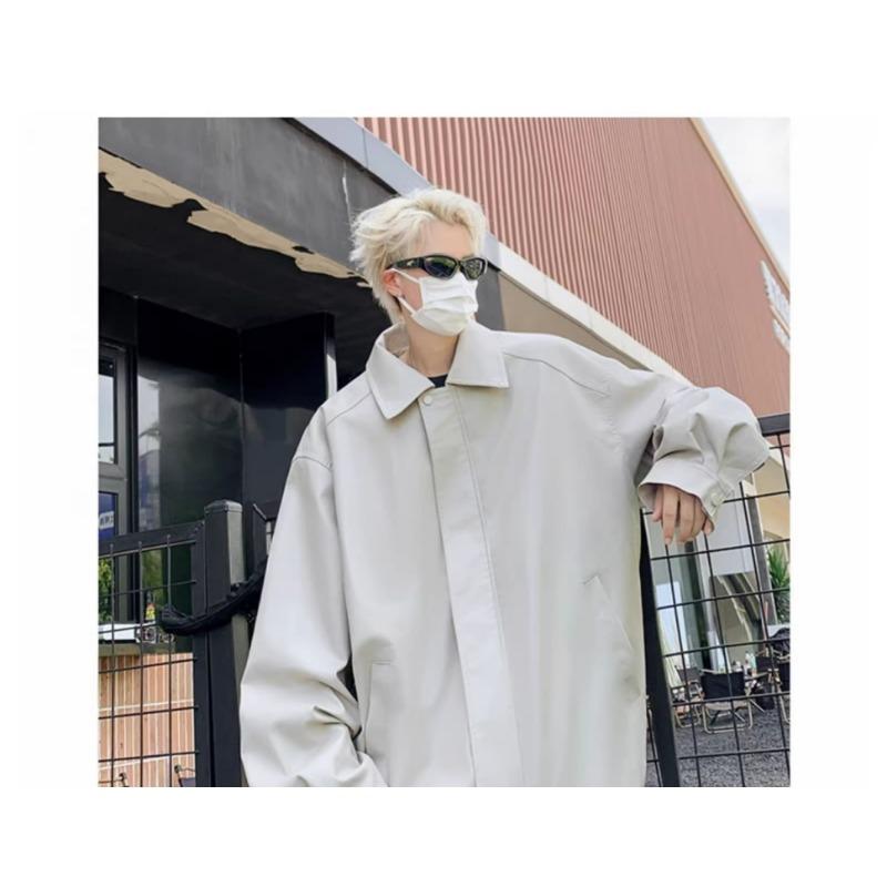 American Retro Black Leather Jacket Men's High-end Feeling Spring and Autumn Clean Fit Cool and Stylish Shoulder Pad Jacket Motorcycle Suit