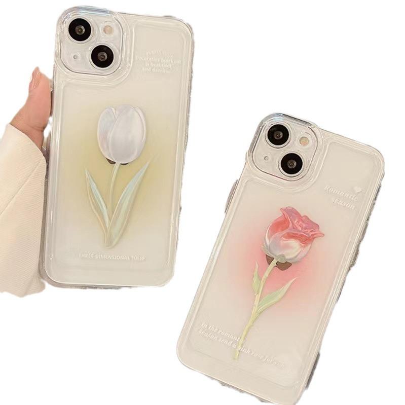 Flower Couple 17 Space Case for Apple 16 Promax Phone Case 15 Transparent Colorful Soft Protective Cover