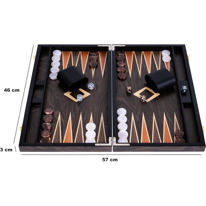 Engelhart- 250547 - Backgammon de luxe - 18 pouces - Plaqué en ronces de noyer et vernis