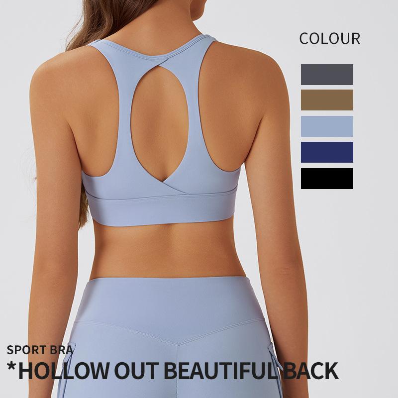 European and American Style Sexy and Fashionable Hollow-out Backless Sports Bra for Women with Breast Pads Push-up Bra Shockproof Fitness Vest