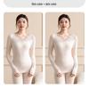 Women's Lace V-Neck Thermal Underwear Set - Slimming, Shaping, Heat-Generating Cotton