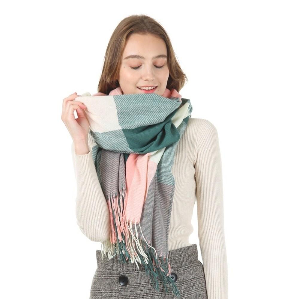 Thick Plaid Scarf Keep Warm Shawl Wrap Fashion Imitation Cashmere Shawl Girl