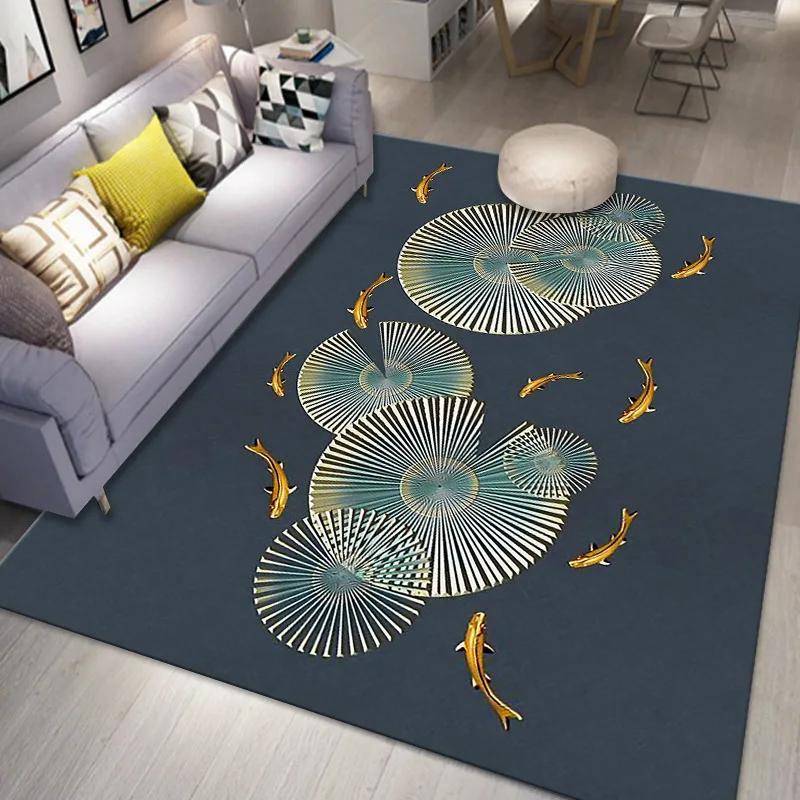 Peacock 3D Printing Carpet Living Room Coffee Table Floor Mat Bedroom Bedside Mats Corridor Anti-slip Decorative Rug Floor Mat
