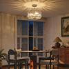 Semi Flush Mount Modern Crystal Chandelier Ceiling Light, Crystal Ceiling Light Fixture with E14 Base, Silver Tone
