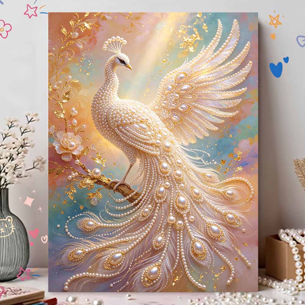 5D Pearl Kit Majestic Peacock Pattern DIY Gemstone Art Relaxing Handmade Ornament Home Wall Desktop Decoration for Beginners