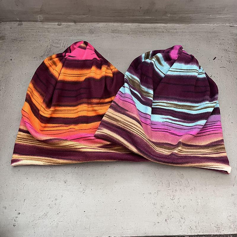 Casual Knit Beanie Hat With Striped Print And Thermal Insulation For Cold Weather