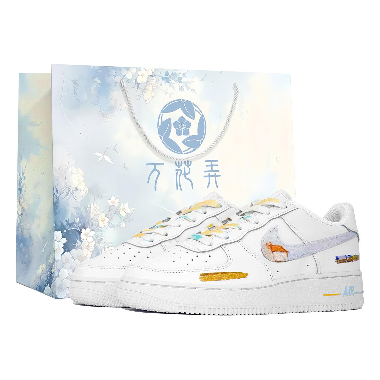 

Nike Air Force 1 Kaleidoscope Artistic Moment Van Gogh Wheat Field Box Low-Top Skateboard Shoes Unisex White CW2288-111(Team113-S-BOX) 36