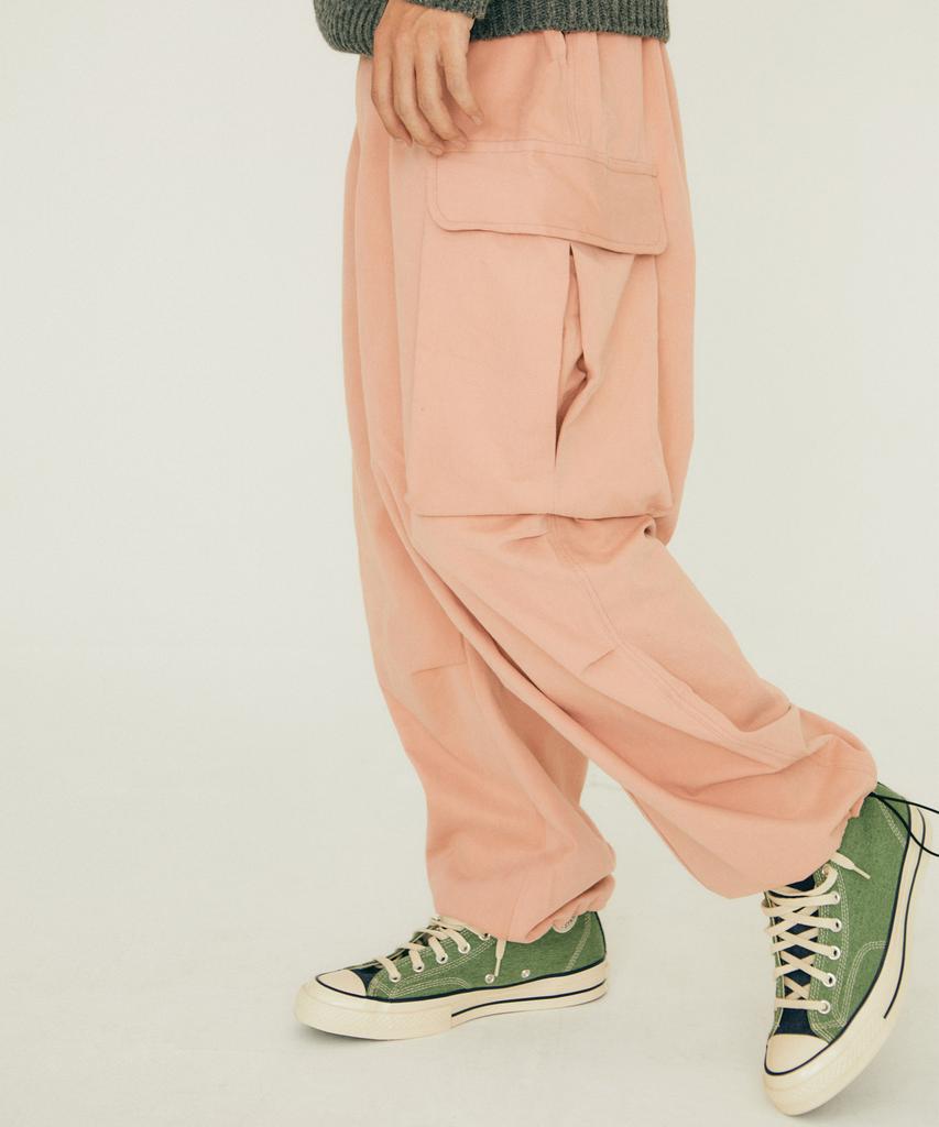 CONICHIWA bonjour Široké kalhoty Cargo (Růžový) Broskvový fleece