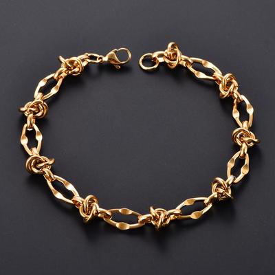 Punk Edelstahl Grobe Lippenknoten Kette Armband für Damen Herren Hand Fuß Knöchel Kette Armreif Armband Knöchel Schmuck Metall