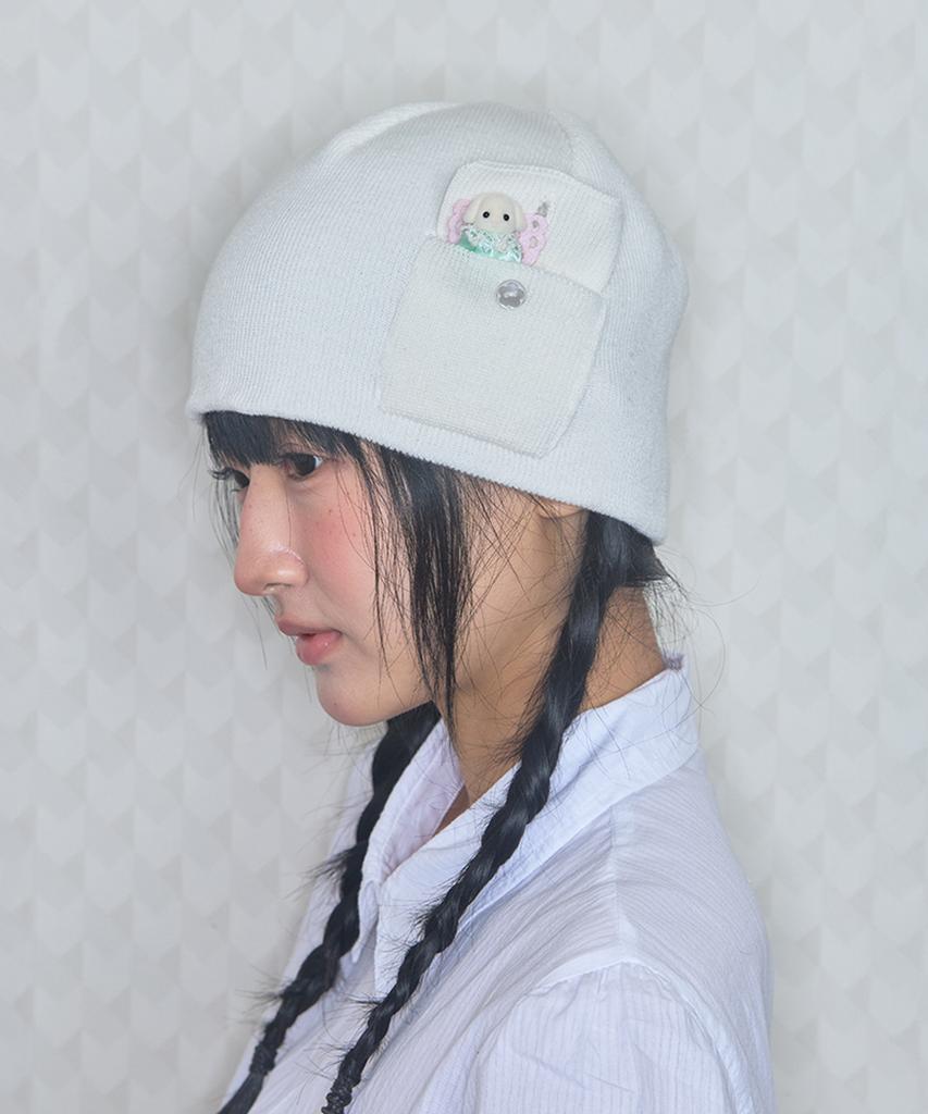 Kiibi Boki Pocket Beanie White