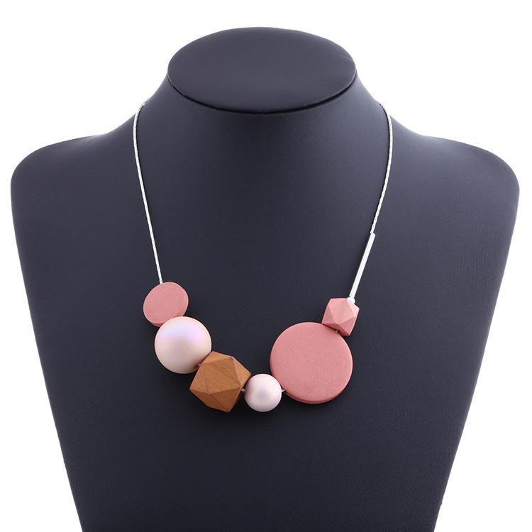 JMXD-Candy Wood Bead Pendant Necklace Women's Pearl Necklace Fashion Fashion Jewelry, Accessories