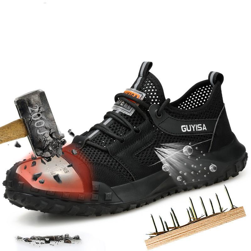 mens fashion breathable steel toe cap working shoes summer worker safety sneakers designer security boots protect footwear
