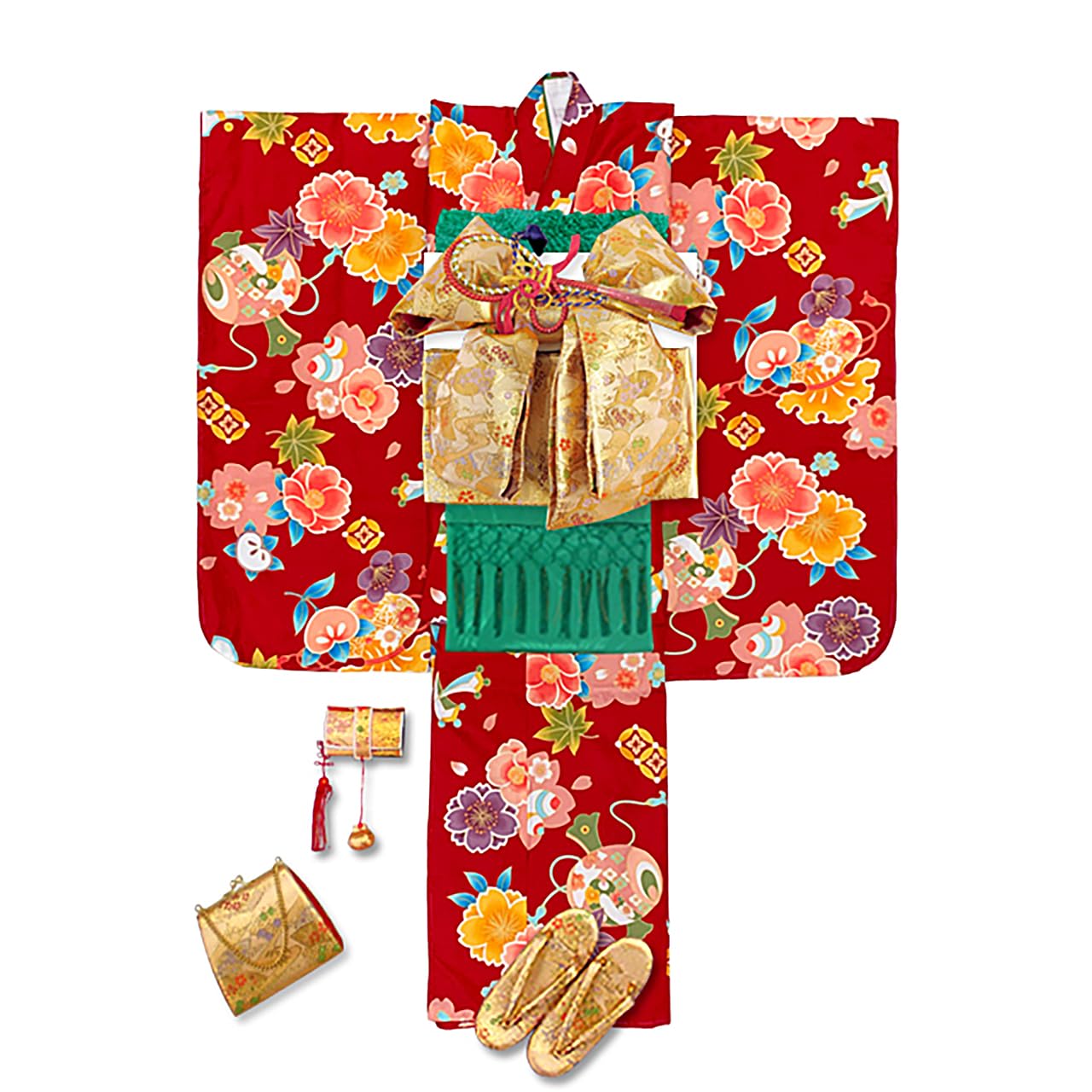 

Muromachi 7 Years Old Kimono Full Set Girls Classic Pattern Kimono Set Synthetic Fiber Cherry Blossom and OYM620d105GG [Kyoto st. ] Shichi-Go-San