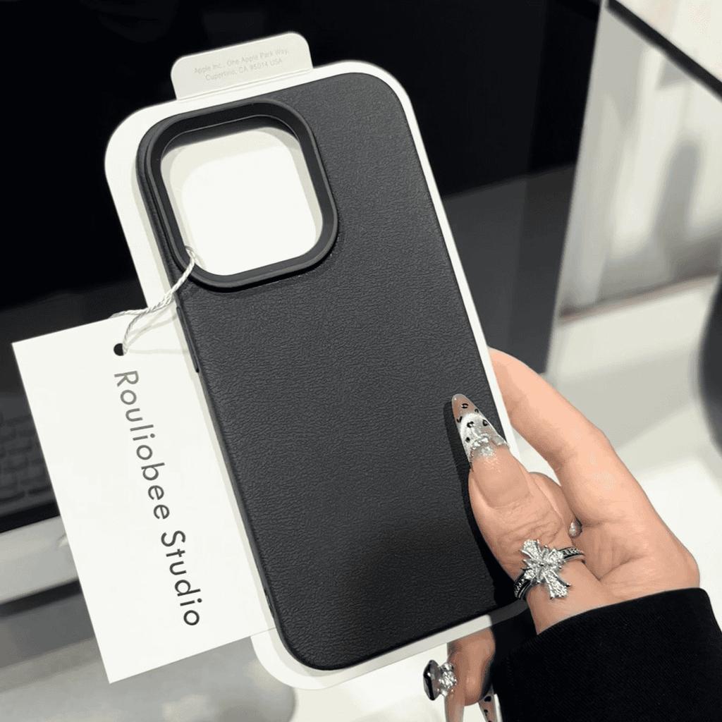 Luxury Leather Texture Soft Silicone Case For 16 15 14 Plus 13 12 11 Pro XR X XS Max Shockproof Bumper Rubber TPU Cover