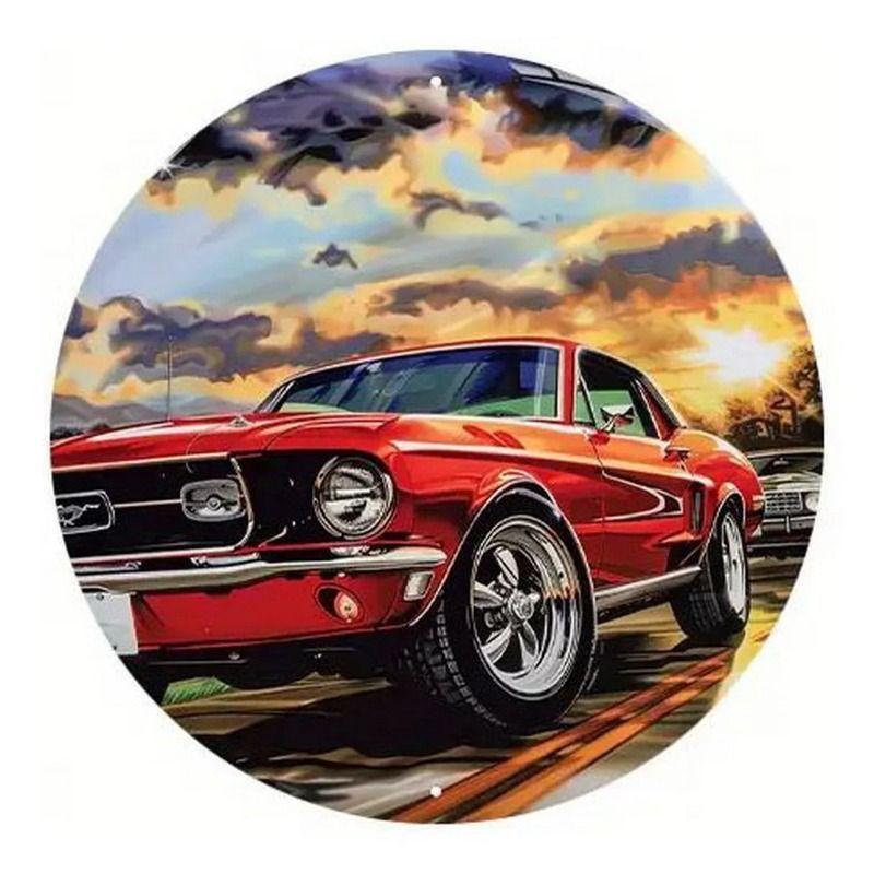 2D Retro Car Tin Painting for Bars Cafes Interior Wall Decor