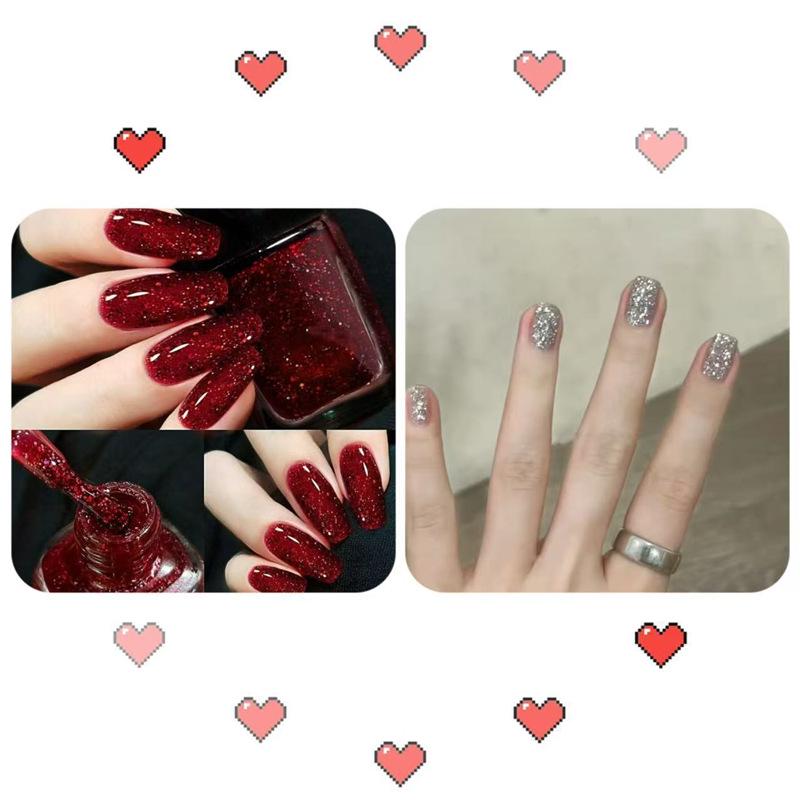 2026 New Year Red Super Sparkle Waterproof Nail Polish with Crushed Diamonds - Luxurious Whitening Formula