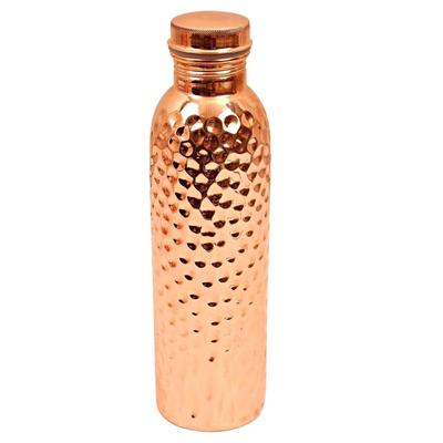 Botella de Cobre Puro a Prueba de Fugas con Diseño de Acabado Brillante Martillado, para Bebidas y Almacenamiento, Beneficios para la Salud Ayurvédica, Volumen-1000 ml