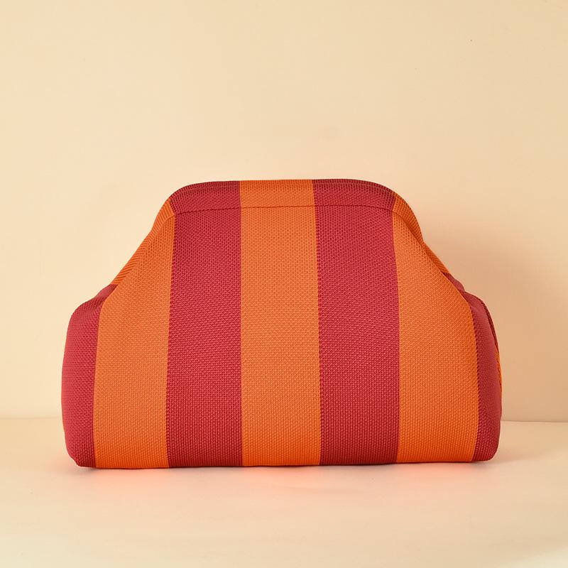 Pochette a Maglia Rigata - Borsa da Giorno Capiente per Trucco e Oggetti Essenziali