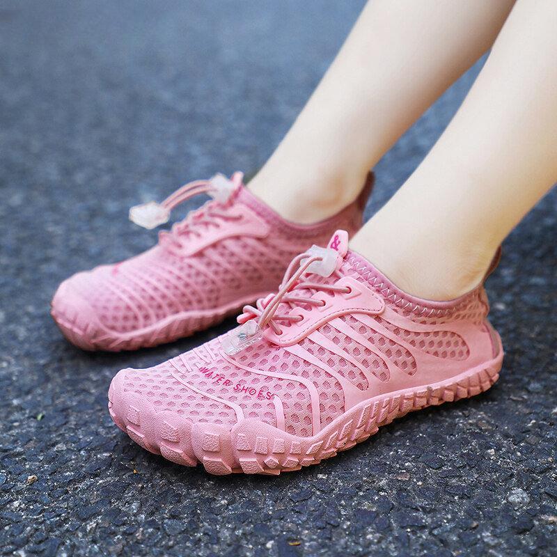 Kids Light Breathable Aqua Shoes Boys Girls Quick Dry Mesh Wading Sneakers Non Slip Beach Water Sports Footwear for Surfing Swimming