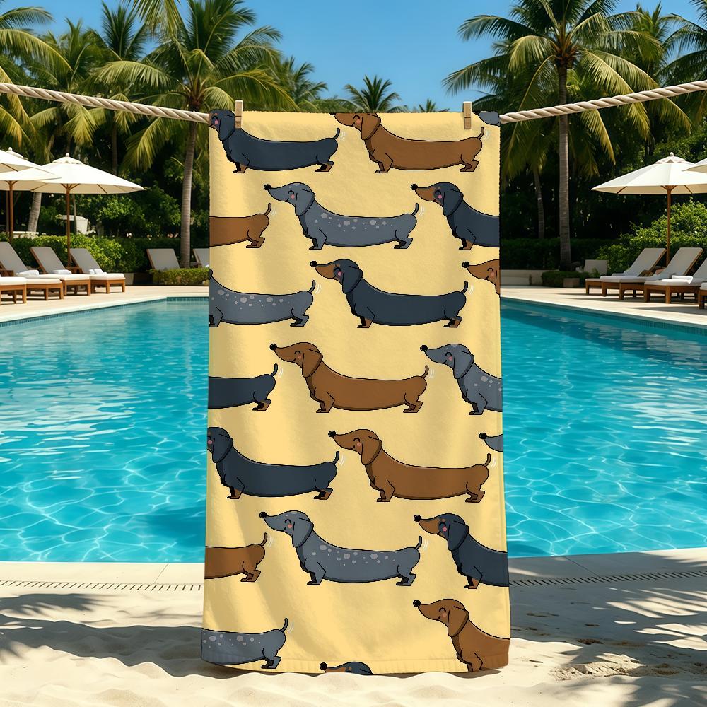 Dackel Cartoon Niedliches Handtuch Für Outdoor Camping Strandtuch Super Saugfähig Schnell Trocknend Sommerhandtuch