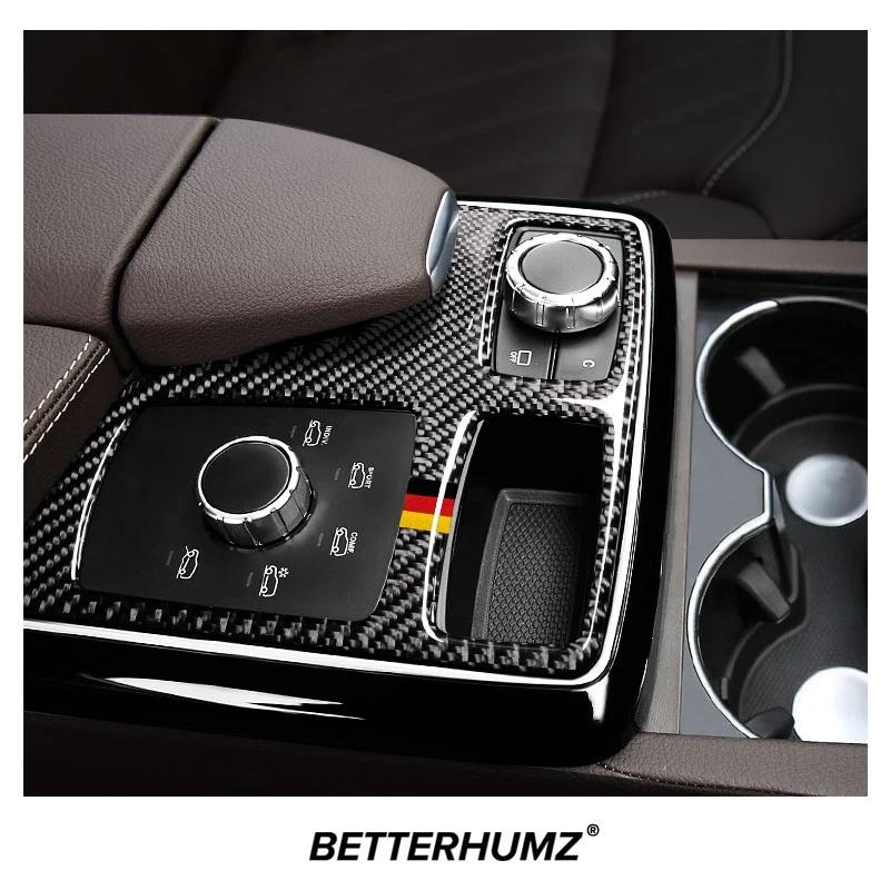 Carbon Fiber For Mercedes Benz W166 X166 ML GLE GLS Center Console Multemedia Panel Trim Frame Sticker Car Interior