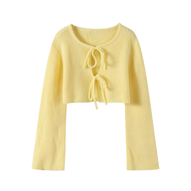 Slim Lace Up Knitted Top Skirts Set Women O-neck Flare Sleeve Hollow Out Crop Tops High Waist Split Skirt Spring Autumn Casual Outfits